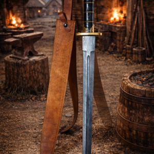 Damascus Steel Viking Sword- Black Handle