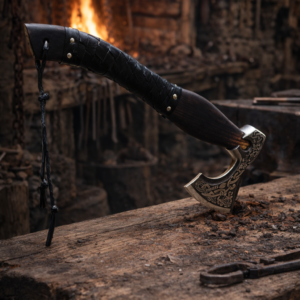 Shadow Forge Viking Bearded Axe – Black Leather Edition