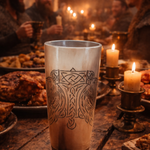 10-12oz Mjölnir with Ravens Viking Horn Tumbler