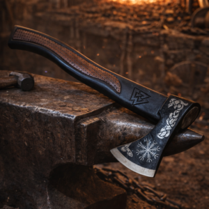 Hand-Forged Viking Axe – Black Steel Edition