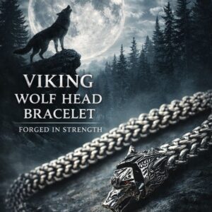 Viking Wolf Head Bracelet – 8 Inch Stainless Steel